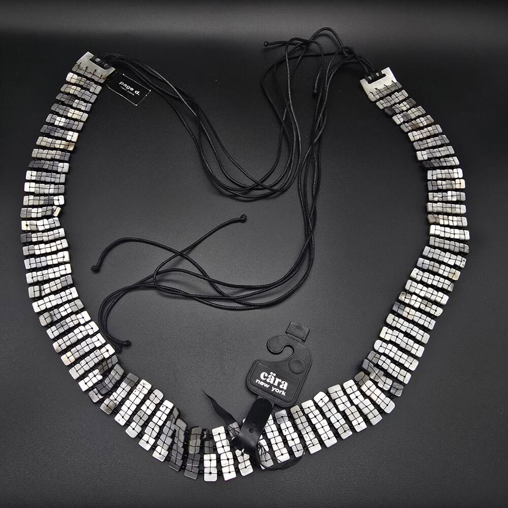Cara NY Shell Belt Black Square Woven Beachy Boho Woman's Accessory